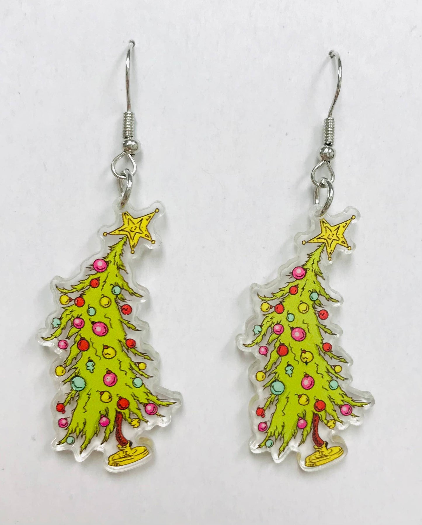 Grinch Christmas Tree Earrings