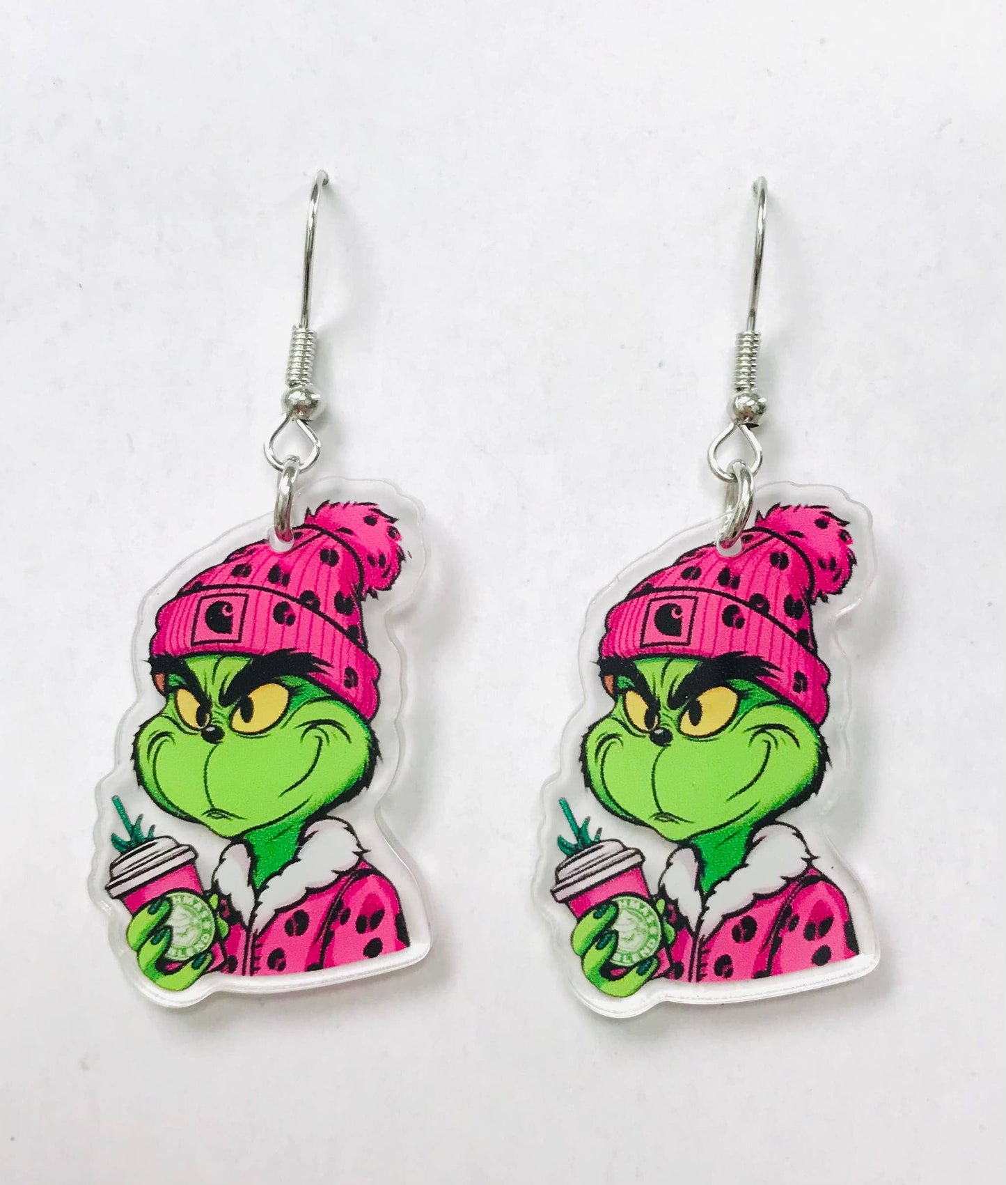 Grinch Coffee Earrings