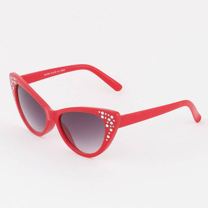 Kids Jeweled Cateye Sunglasses Red Side