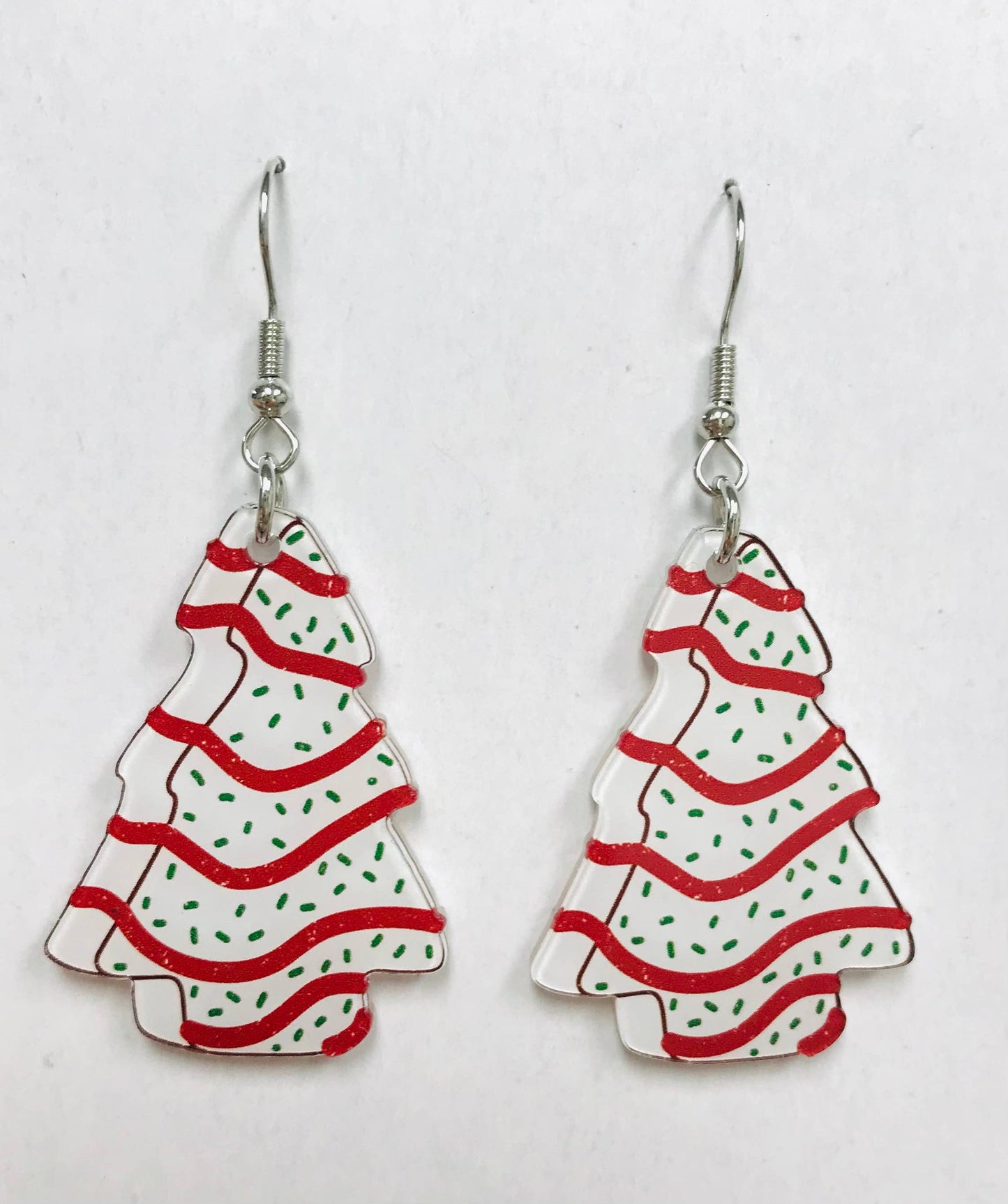 Large Christmas Tree Cake Dangle Earrings