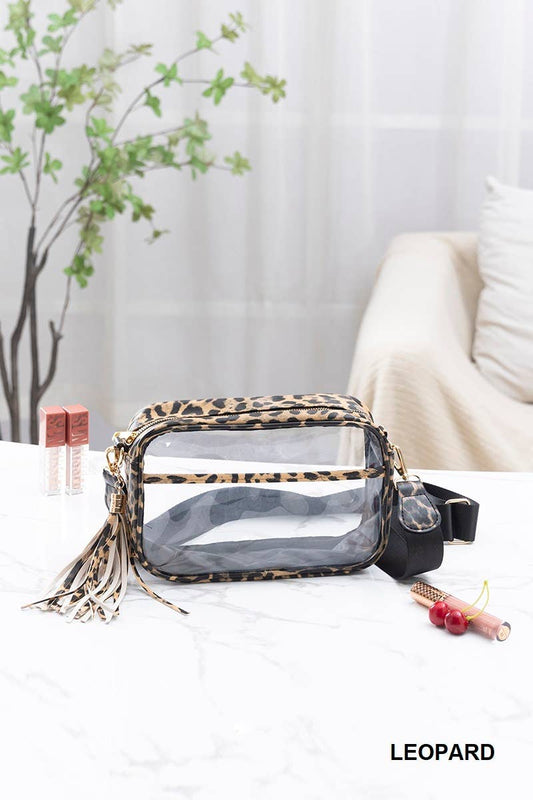 Leopard Clear Stadium Crossbody Bag