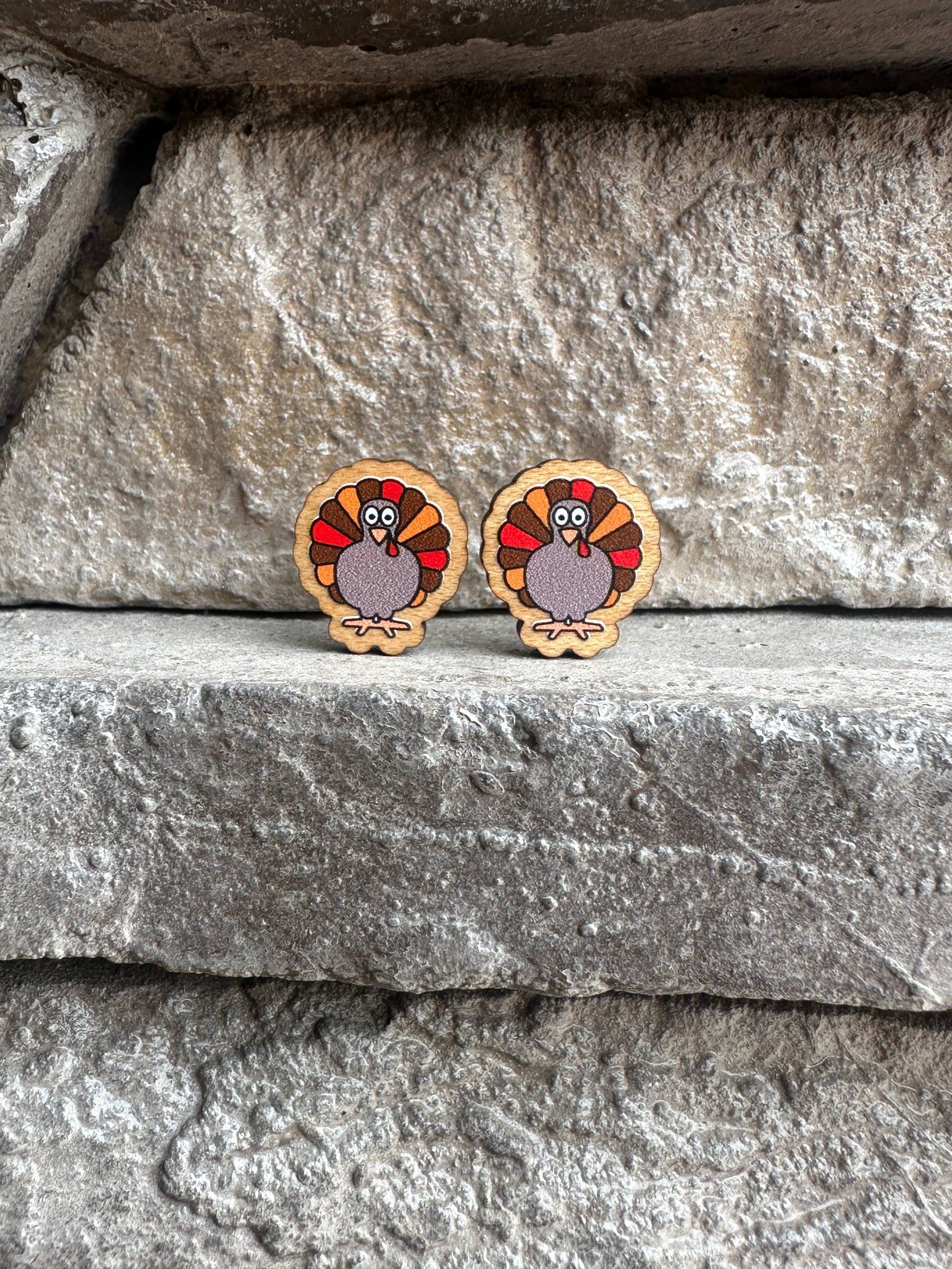 Live Turkey Stud Earrings