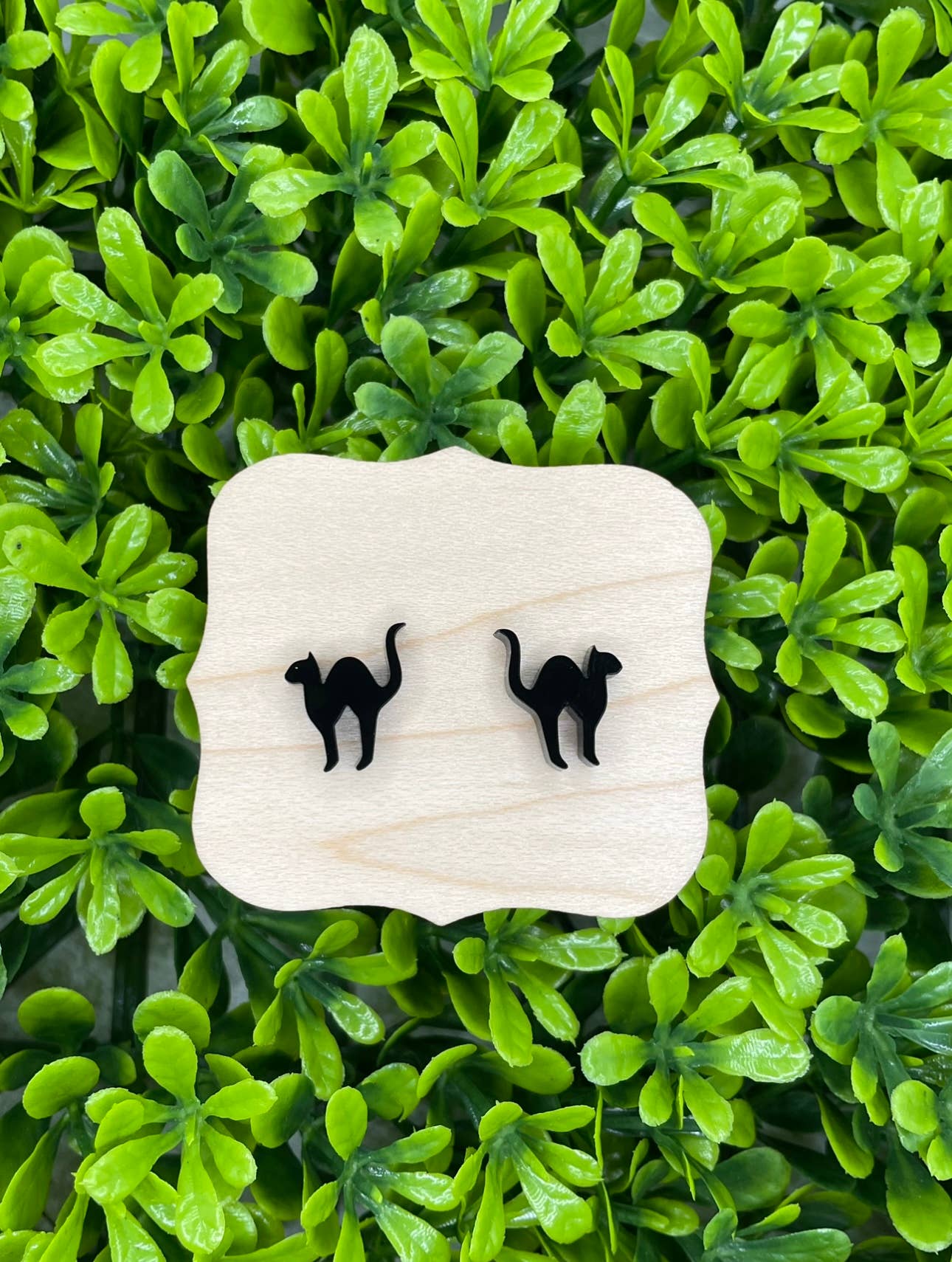 Mini Black Cat Stud Earrings