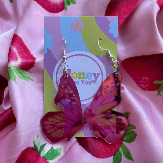 Pink Butterfly Wing Earrings