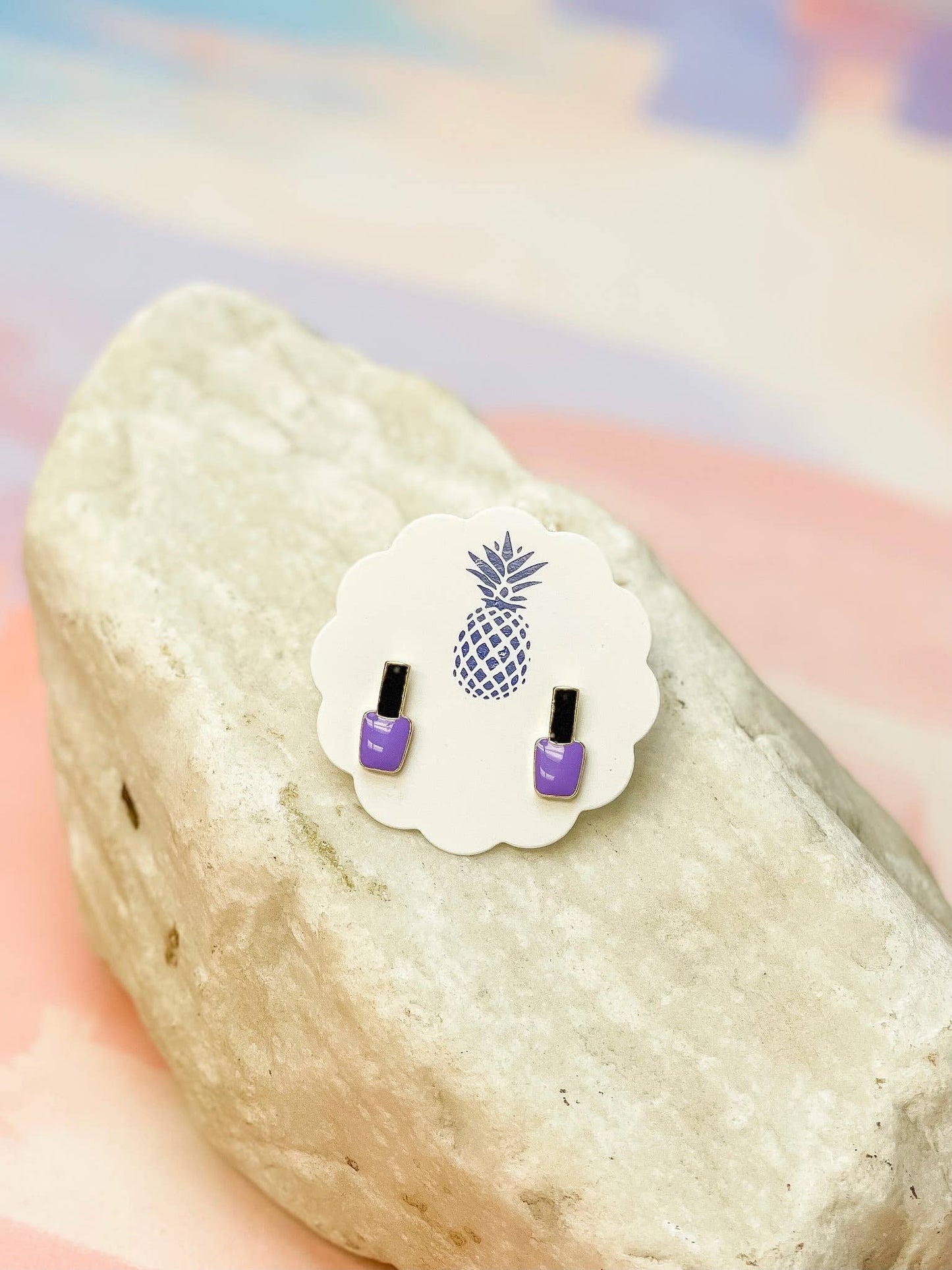 Purple Nail Polish Stud Earrings