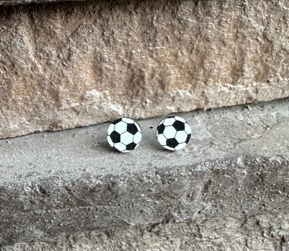 Round Soccer Stud Earrings Stone Background