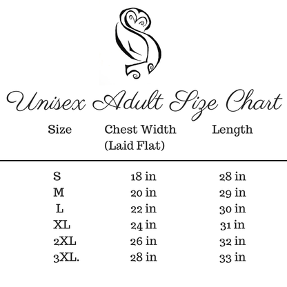 Season of the Witch Bleached TShirt Sizing Chart