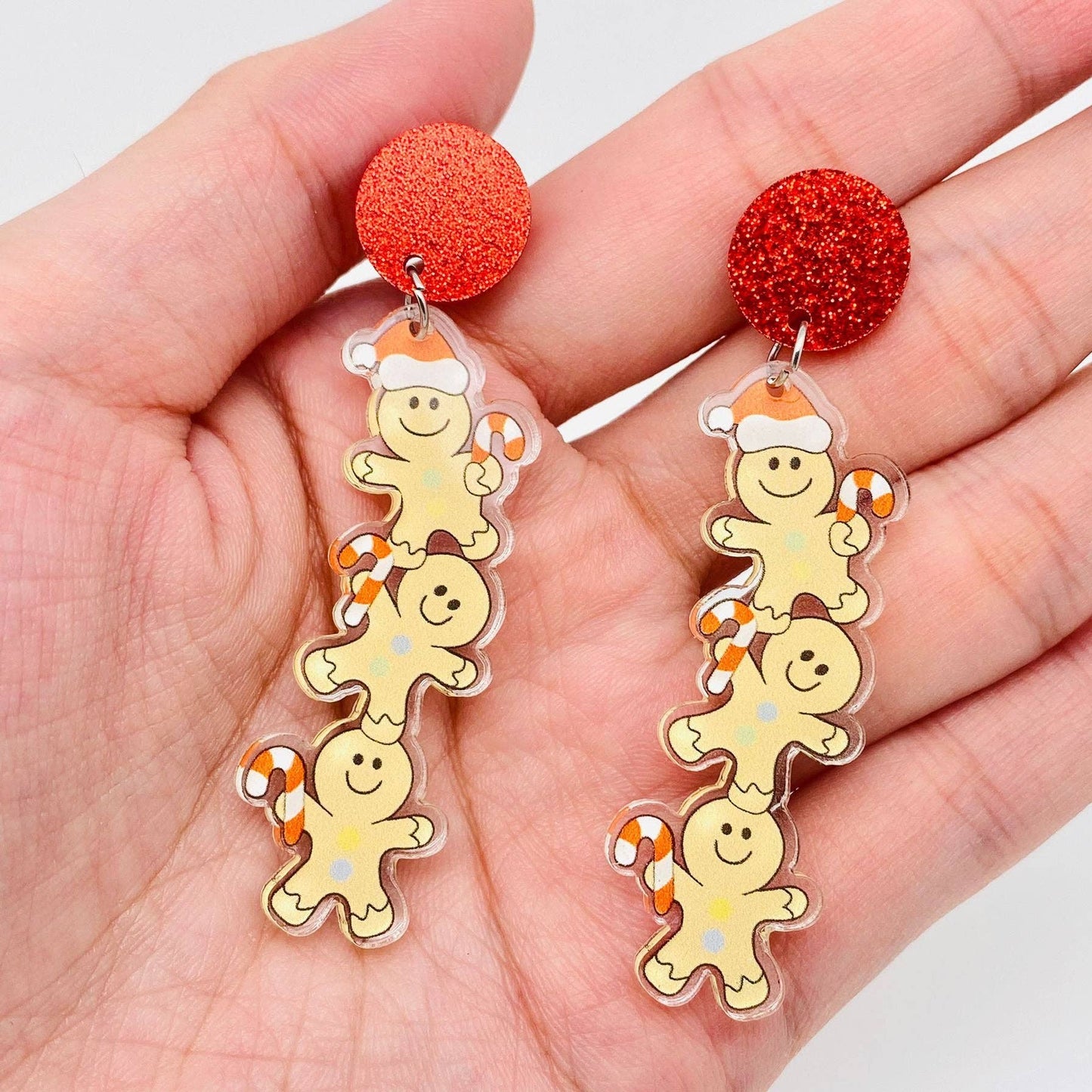 Stacked Gingerbread Men Dangle Earrings