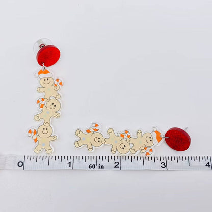 Stacked Gingerbread Men Dangle Earrings Measurement