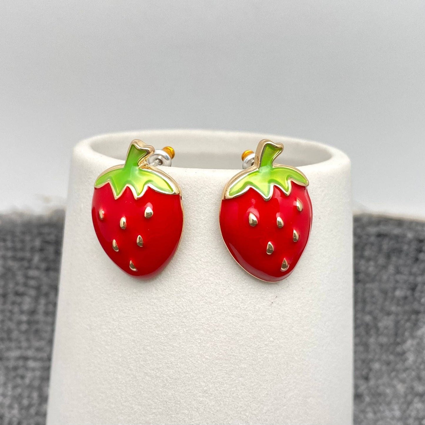 Strawberry Enamel Stud Earrings