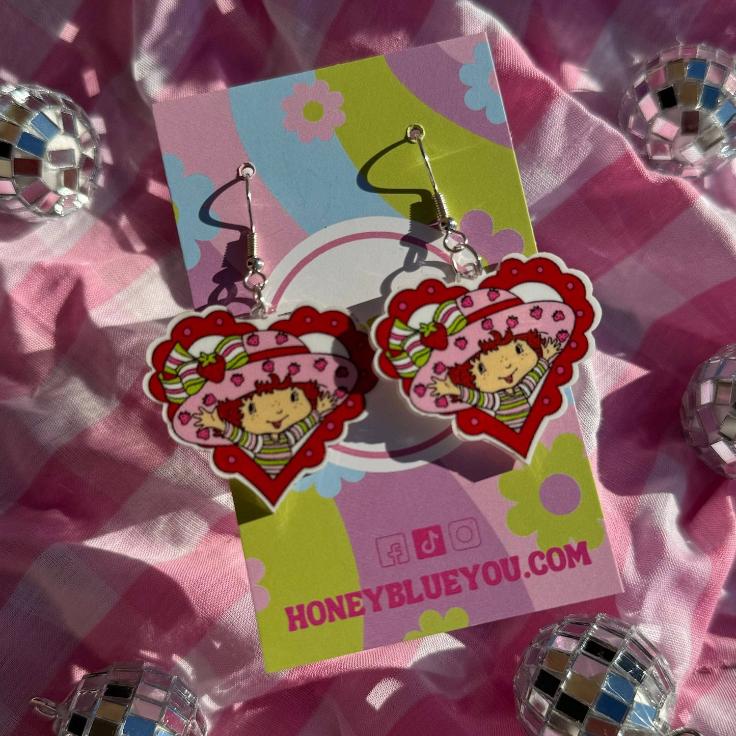 Strawberry Shortcake Heart Earrings