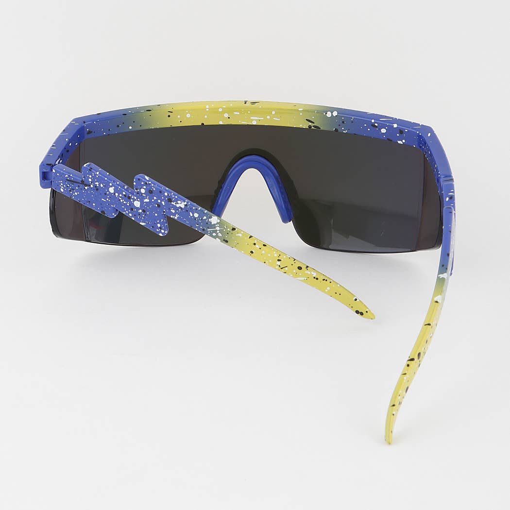 Thunder Bolt Shield Sunglasses Blue Back