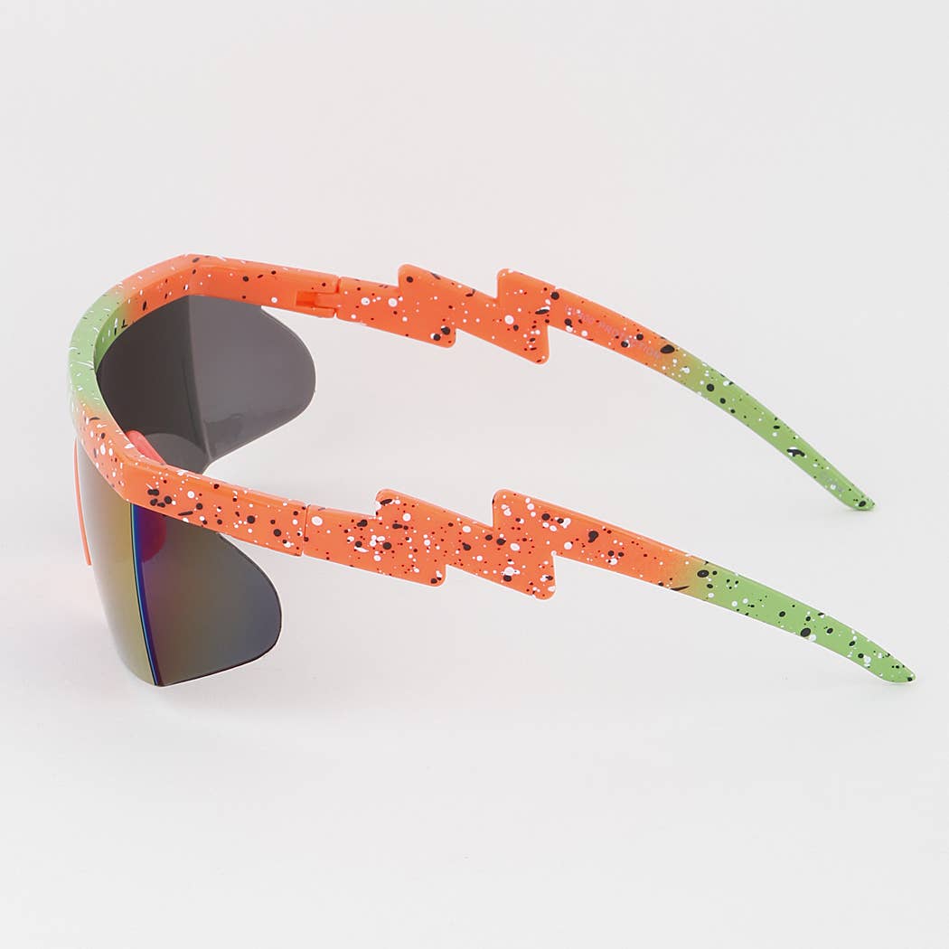 Thunder Bolt Shield Sunglasses Orange Side