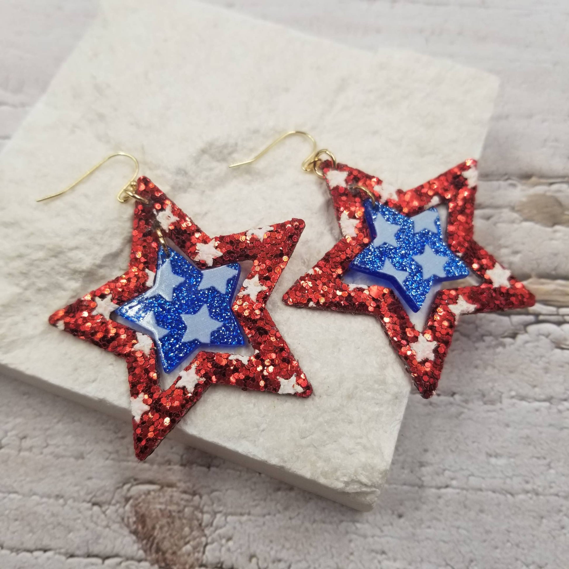 4th of July Metallic Star Earrings