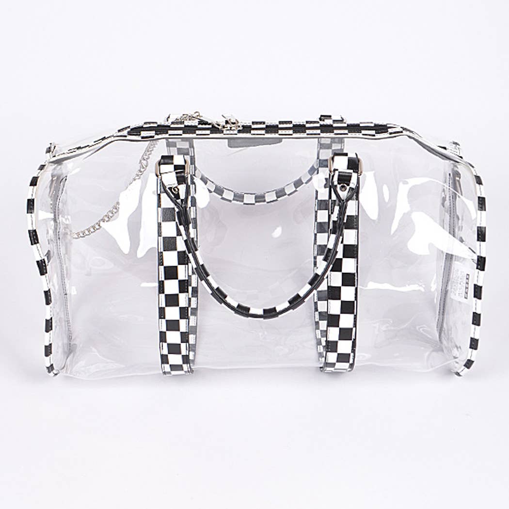 Clear Checker Print Duffle Bag