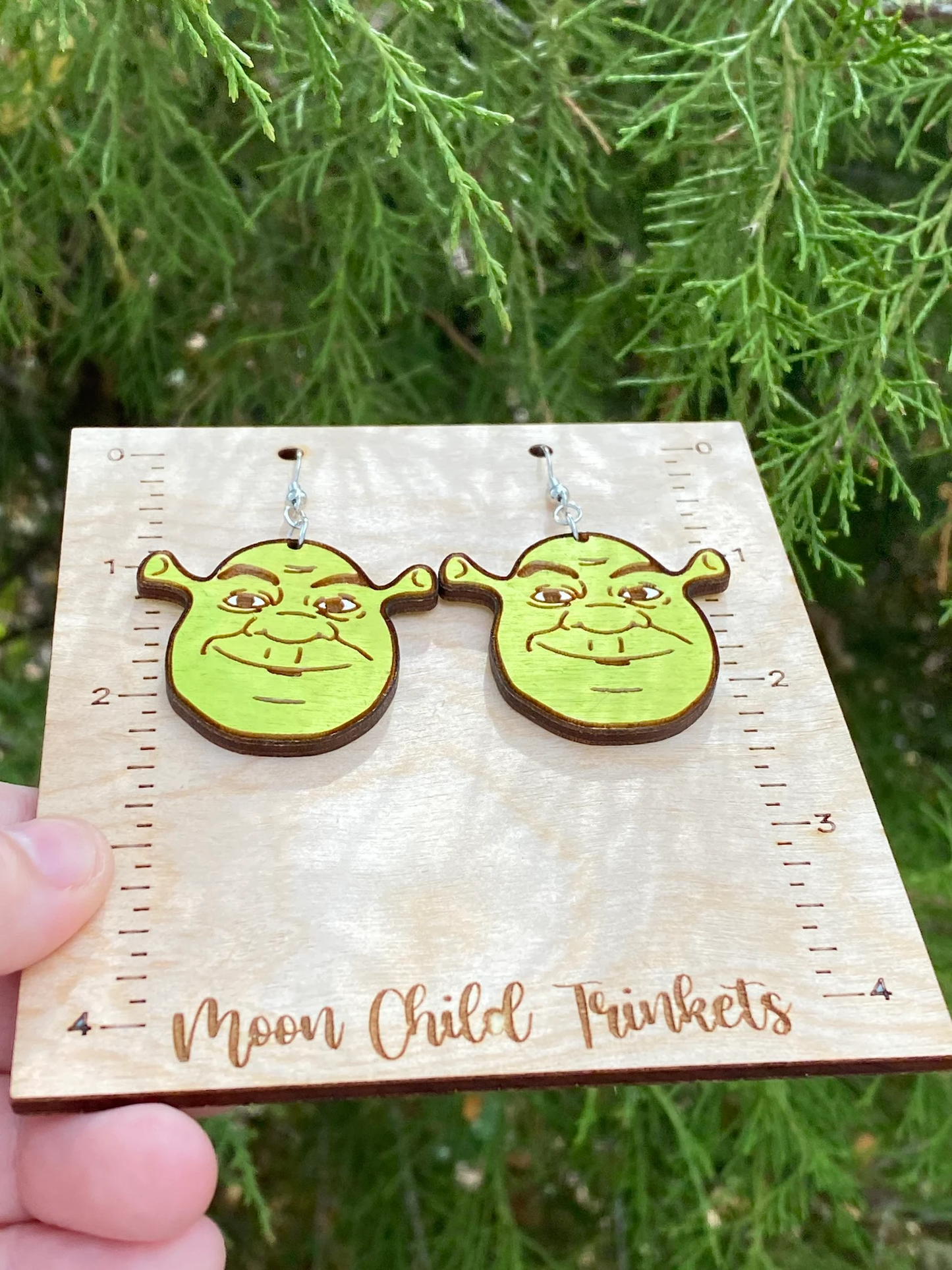 Wooden Shrek Earrings