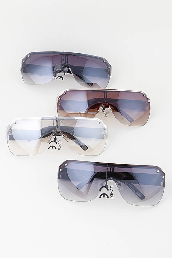 Double Bolted Straight Shield Sunglasses All Colors