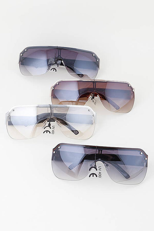 Double Bolted Straight Shield Sunglasses All Colors