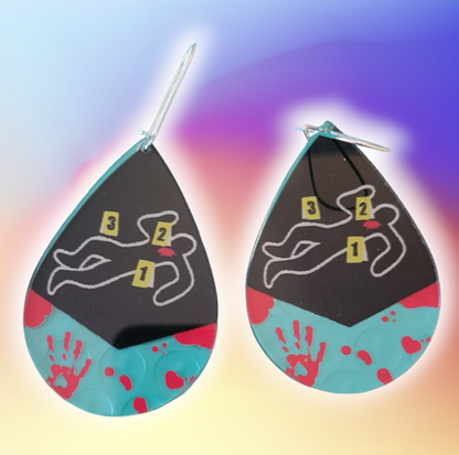 Crime Scene Teardrop Earrings