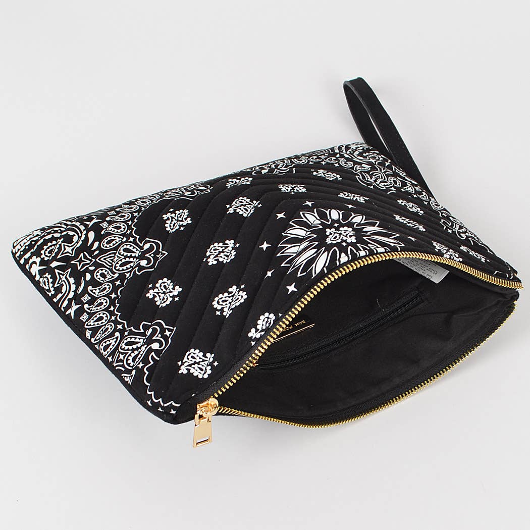 Quilted Bandana Pouch Open Black