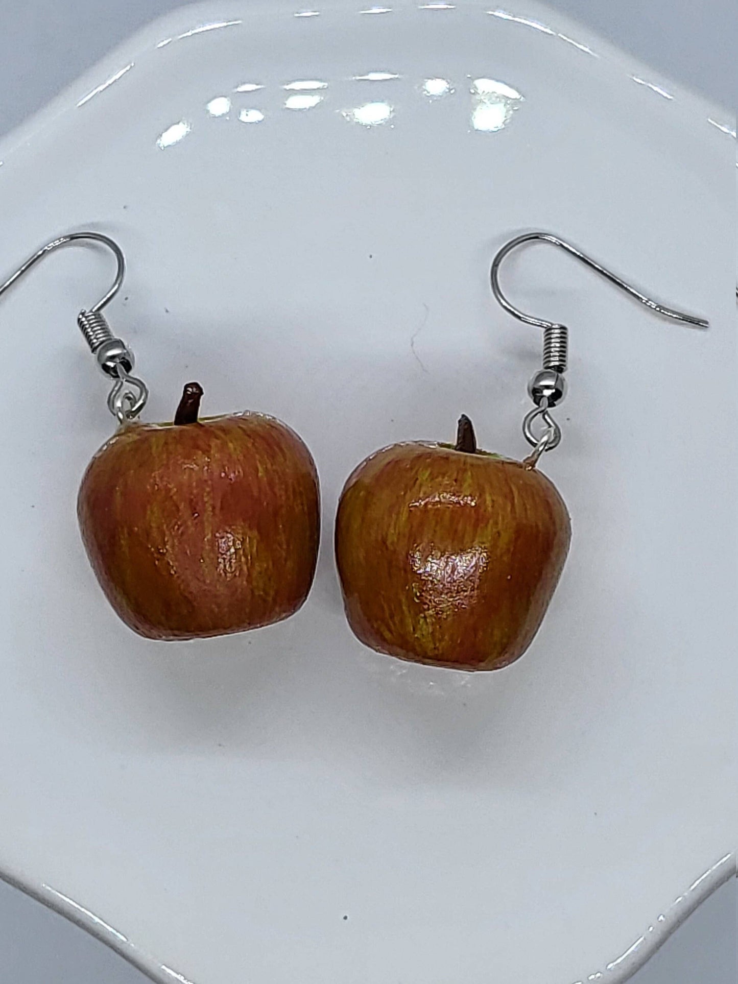 Realistic Apple Earrings Laying Down