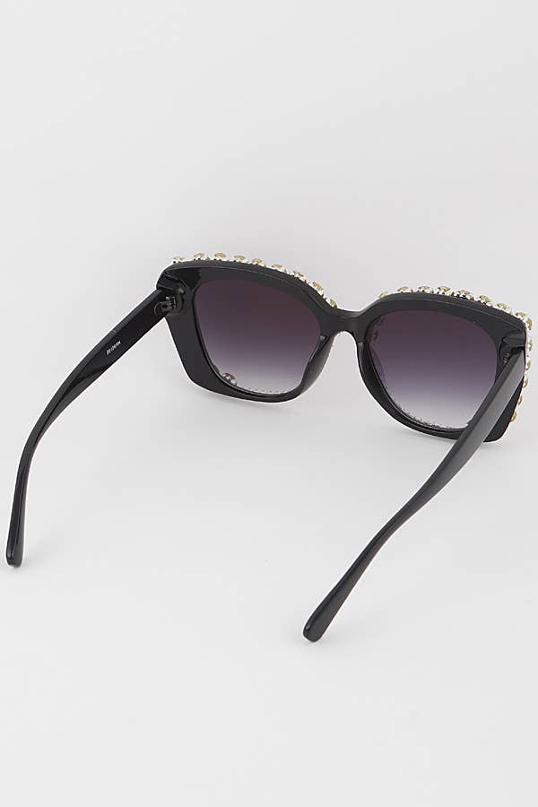 jeweled square gem children's sunglasses black