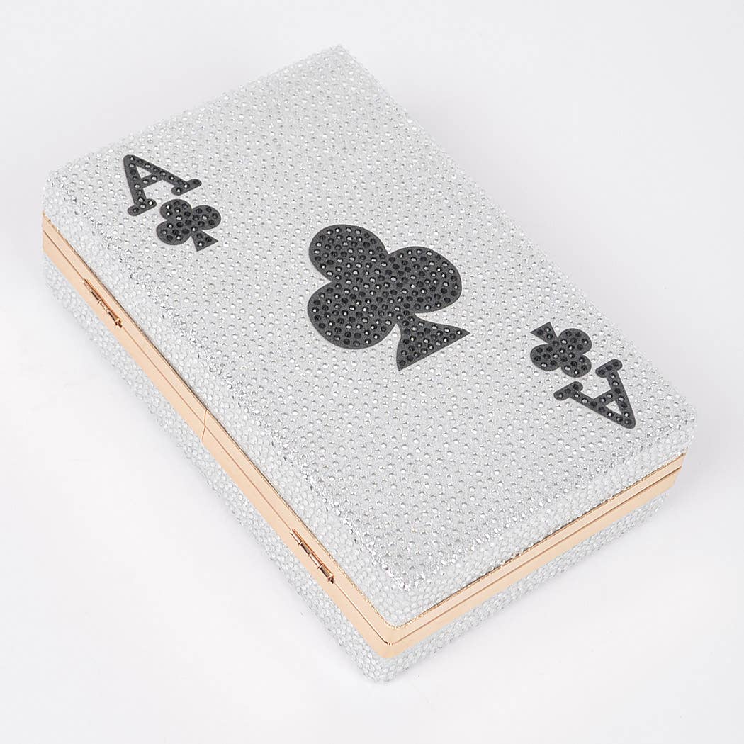 ace of clubs bedazzled purse clutch laying down