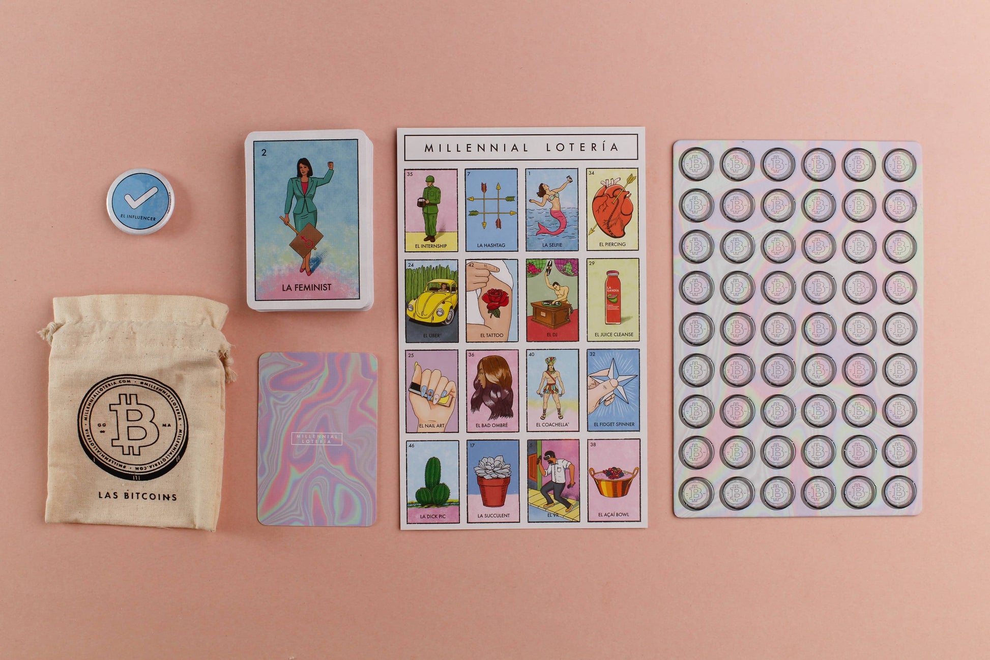 Millennial Lotería Board Game inside