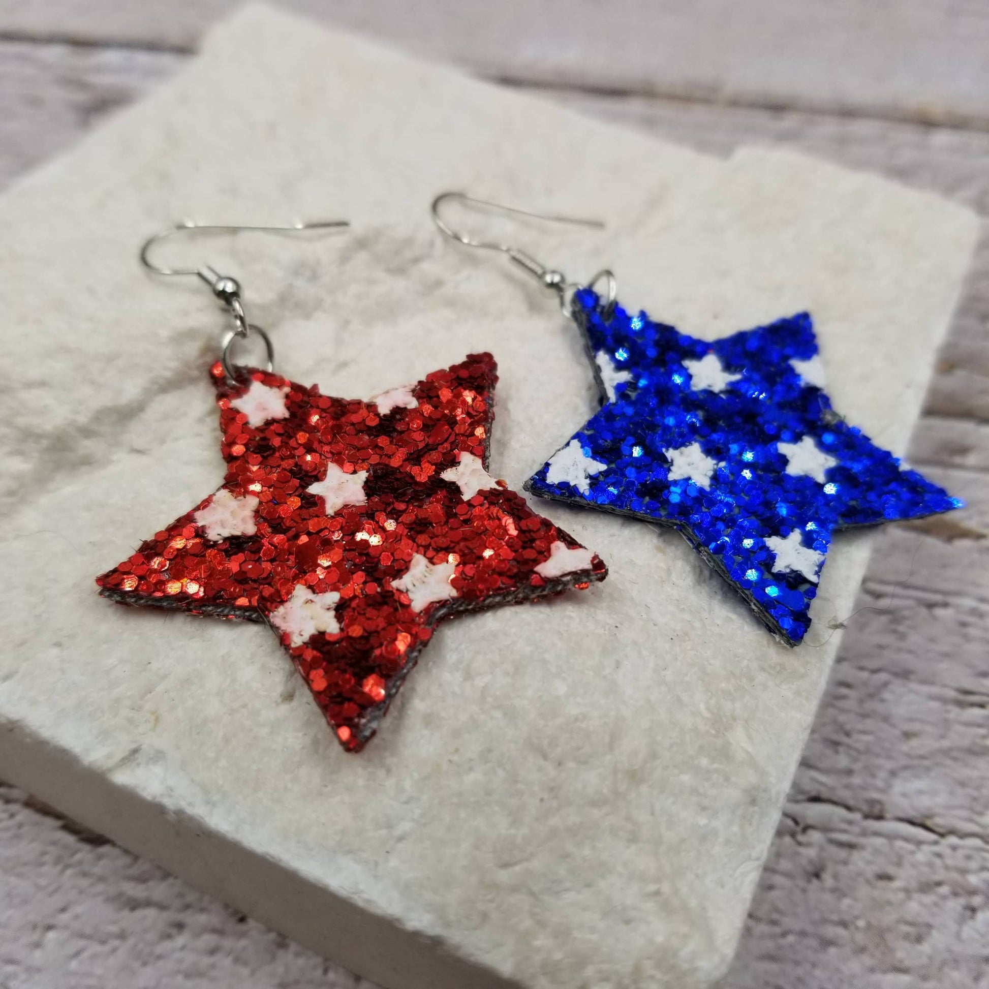 4th of July Shine Star Earrings Angled