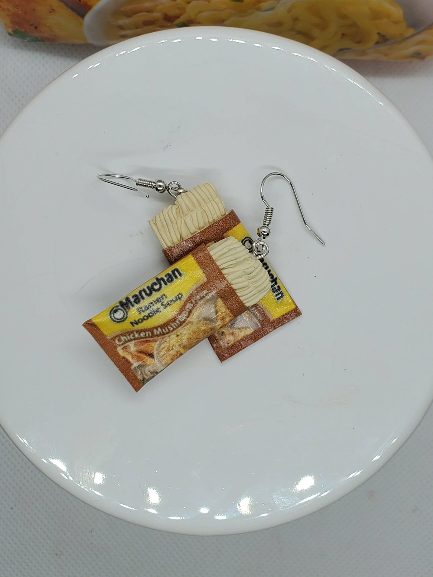 Maruchan Inspired Noodle Earrings Brown