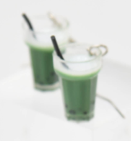 matcha boba tea earrings