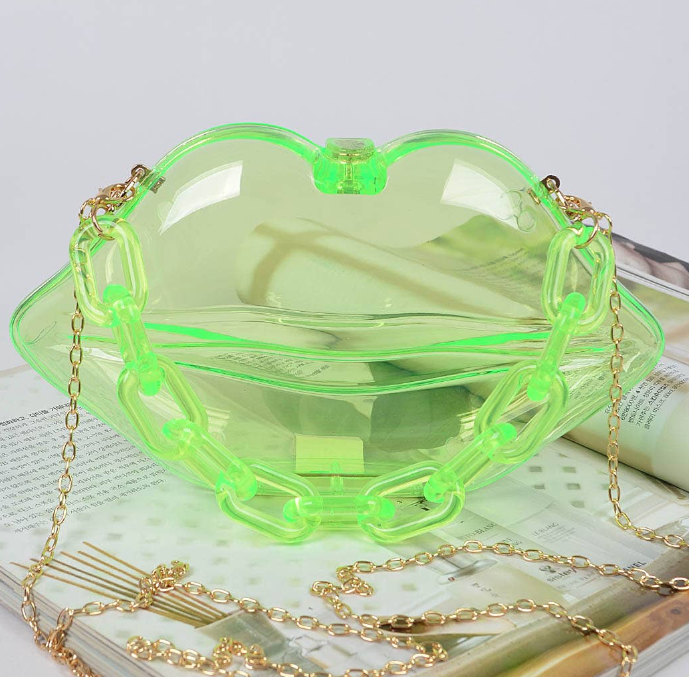 Transparent Lip Purse Green