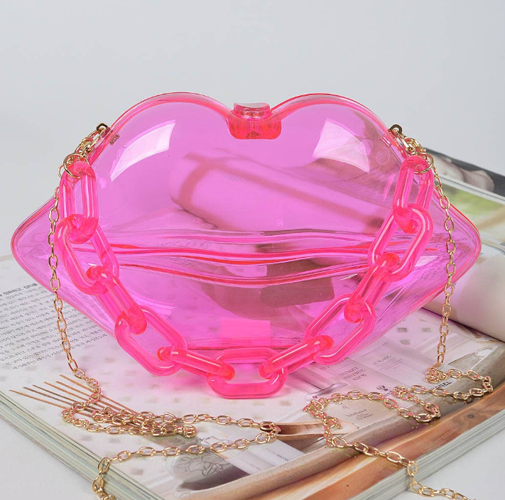 Transparent Lip Purse Pink