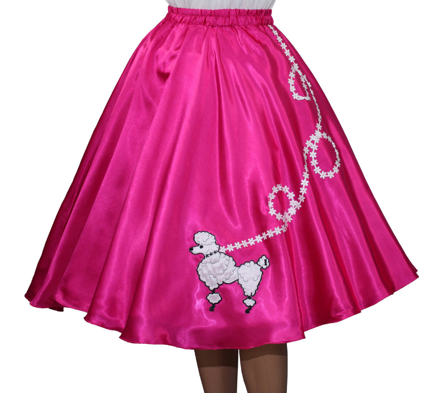 Adult Satin Poodle Dog Skirt Pink