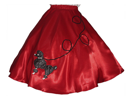 Adult Satin Poodle Dog Skirt Orange/Red