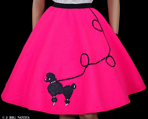 Adult Poodle Dog Skirt (5 Piece Set) Hot Pink