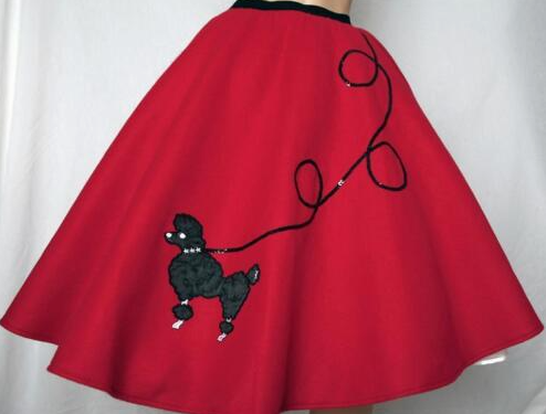 Adult Poodle Dog Skirt (5 Piece Set) Red