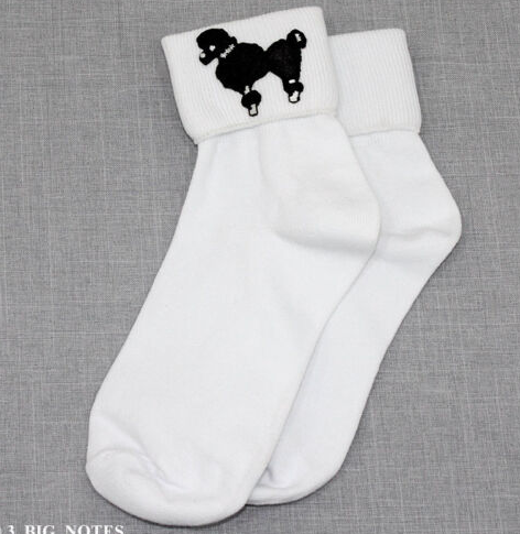 white poodle dog socks