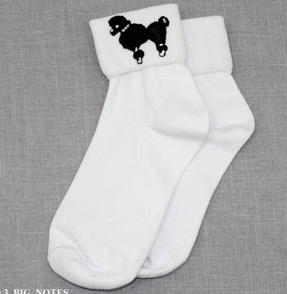 white poodle dog socks