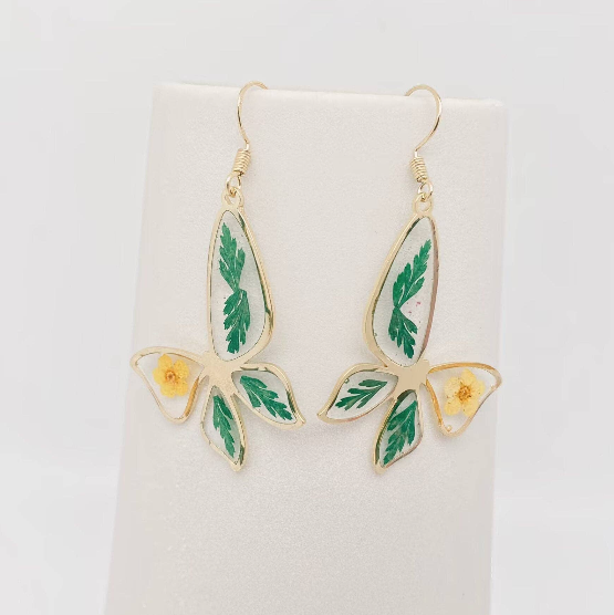 Pressed Flower Butterfly Earrings