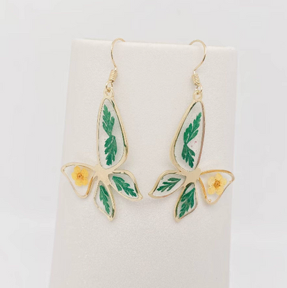 Pressed Flower Butterfly Earrings