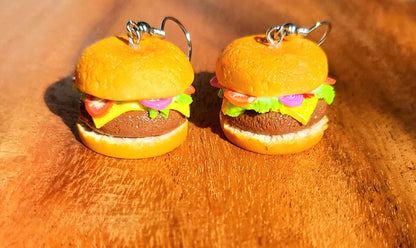 Realistic Cheeseburger Earrings Front