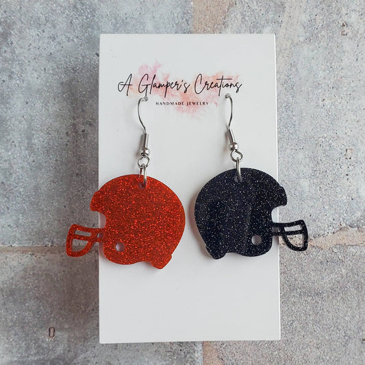 red and black football helmet earrings