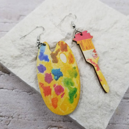 Paint Palette & Brush Earrings