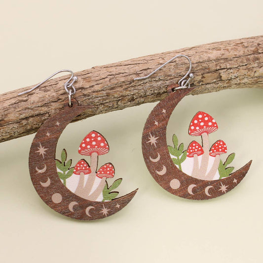 Moon & Mushroom Earrings