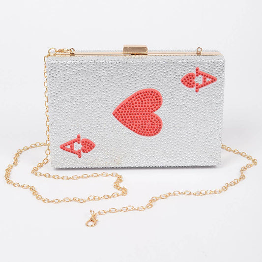 Ace of Hearts Rhinestone Clutch