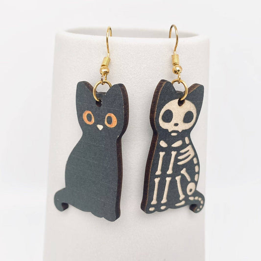 Cat Skeleton Earrings XRay