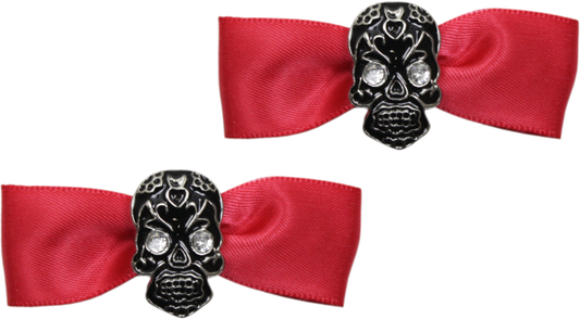 Skull Hair Bow Clips