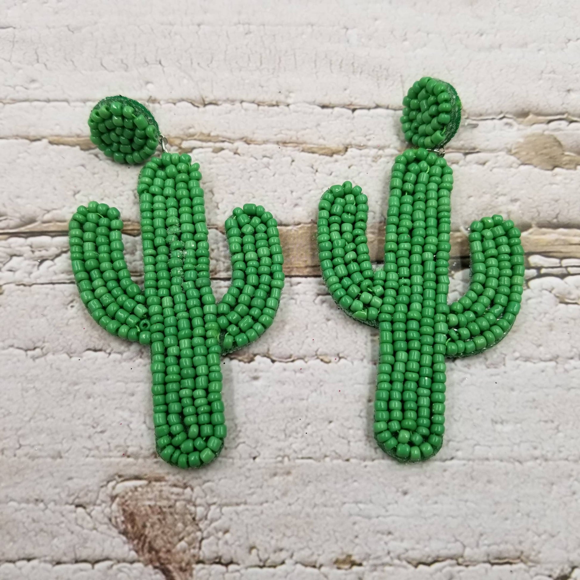 beaded cactus western earrings