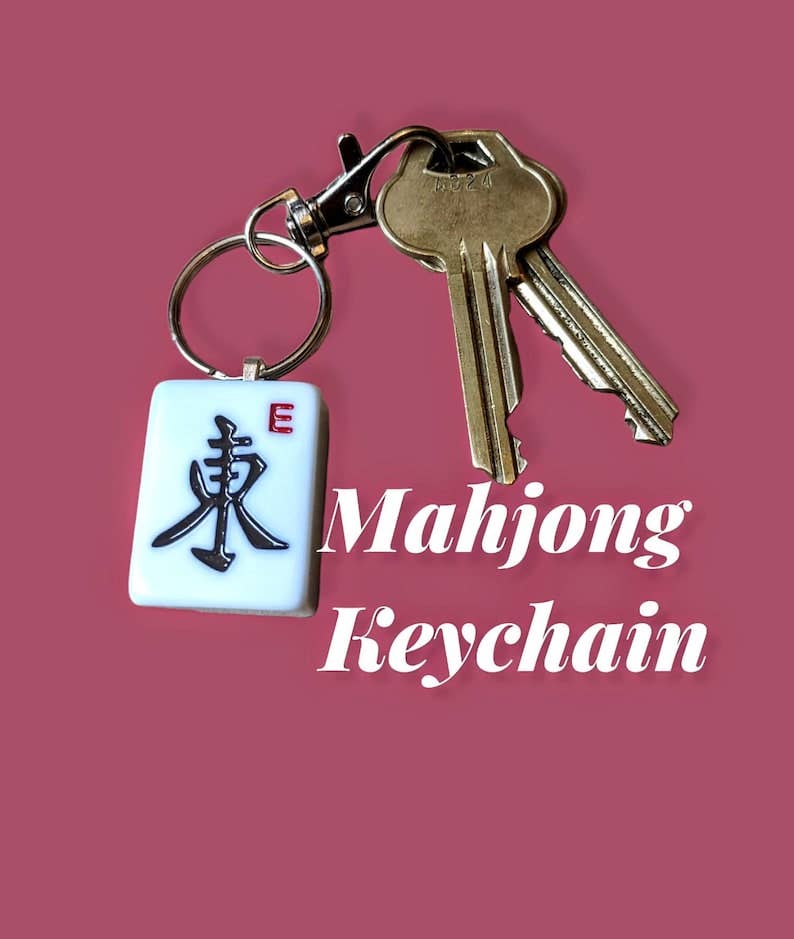 Mahjong Keychain attached to key